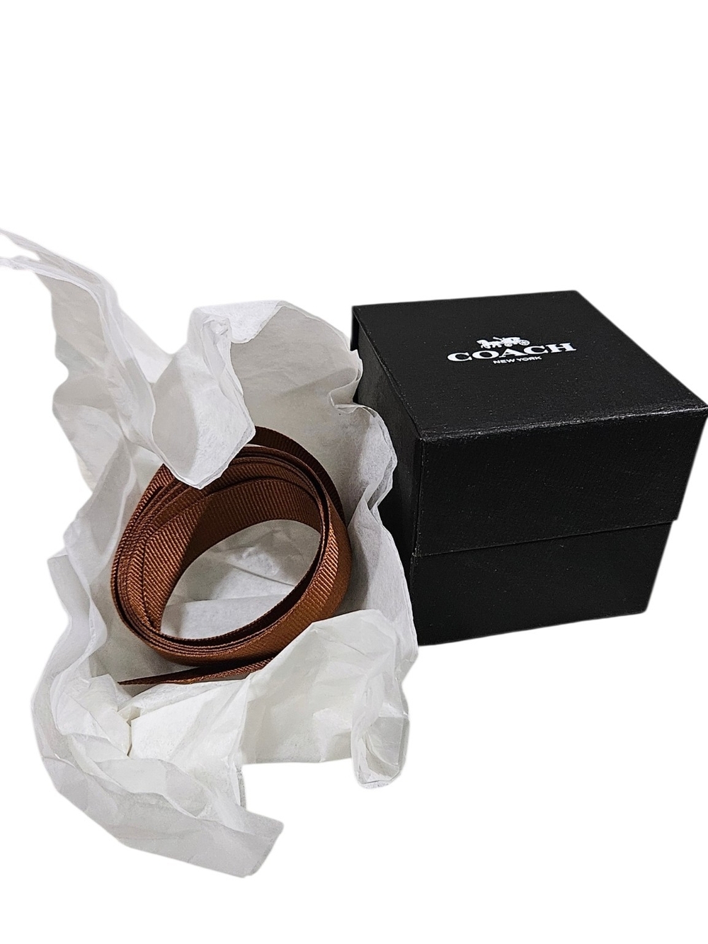 Coach Branded Box 3.25" X 3" W/Coach Tissue Paper & Ribbon